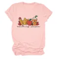 Women Casual Round Neck Short Sleeve T-Shirt Teaching Season Autumn Graphic Tee Top - S / Tops / Pink (Black Lettering)