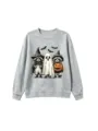 Süßer Halloween Waschbär Geist Grafik Pullover Rundhalsausschnitt Kinder Herbst Winter. - 110cm / Oberteile / Hellgrau