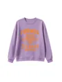 Purple casual sweatshirt for women and kids featuring cool orange graphic print and long sleeves. - 110 / Tops / Lavender