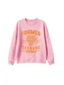 Pink crewneck sweatshirt for women featuring vintage tiger graphic and stylish typography print. - 110 / Tops / Pink