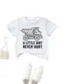 Toddler short sleeve t-shirt with cute truck graphic and fun lettering for casual daily wear. - 90 / Tops / White