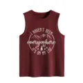 Casual women maroon tank top featuring mountain landscape graphic and inspirational quote print. - S / Tops / Burgundy