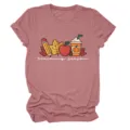 Close-up detail of the stylish casual short-sleeve t-shirt with teaching season graphic. - S / Tops / Rose Gold (White Lettering)