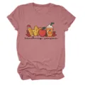 Casual women's short sleeve t-shirt featuring a cute autumn teaching season graphic print. - S / Tops / Rose Gold (Black Letters Color Graphic)