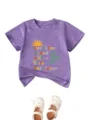 Cute kids short sleeve t-shirt with sunshine graphic print, comfortable casual summer top for baby - 90cm / Tops / Purple