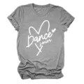 Γυναικείο γκρι κοντομάνικο t-shirt με τύπωμα dance senior casual άνετο τοπ ρούχο - S / Tops / σκούρο γκρι
