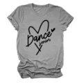 Γκρι γυναικείο casual T-shirt με κοντά μανίκια και κομψό μοντέρνο τύπωμα χορού senior. - S / Tops / Σκούρο Γκρι (Μαύρη Γραμματοσειρά)