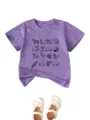 Niedliches Kinder Kurzarm T-Shirt mit Tierzeichnungen, violettes Melierten Kleinkinder Oberteil. - Lila