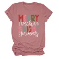 Maglietta casual da donna a maniche corte e girocollo con simpatica stampa grafica da insegnante. - Taglia S / Top / Oro Rosa (Testo Bianco e Grafica a Colori)