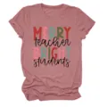 Maglietta casual da donna a maniche corte e girocollo con stampa grafica da insegnante carina. - Taglia S / Top / Oro Rosa (Lettere Nere Grafica a Colori)