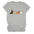 Cute dachshund Halloween graphic short sleeve grey t-shirt, casual crewneck top detail view. - S / Tops / Light Gray