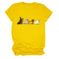 Cute funny dachshund Halloween ghost short sleeve t-shirt casual yellow crewneck women top - S / Tops / Yellow