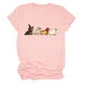Cute Dachshund Halloween dog graphic print pink short sleeve women casual round neck t-shirt. - S / Tops / Pink