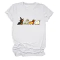Detailed view of cute Halloween dachshund graphic printed on white short sleeve t-shirt. - S / Tops / Sand