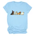 Cute Halloween Dachshund Short Sleeve T-Shirt Casual Funny Dog Graphic Crewneck Tee - S / Tops / Light Blue