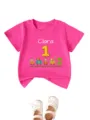 Bambino bambina rosa t-shirt manica corta nome personalizzato treno vestiti compleanno - 90 / Top / Rosso rosa