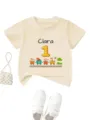 Dettagli della t-shirt a maniche corte con trenino per bambini e nome numero personalizzati. - Albicocca