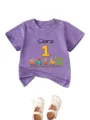 Maglietta di compleanno per bambini treno cartone animato carino top viola con scarpe - Viola