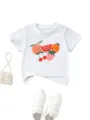 Vista dettagliata della maglietta per bambini con stampa di frutta per uso quotidiano. - 90 / Top / Bianco