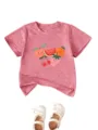 Comfortable cute cartoon fruit print pink baby t-shirt with lovely white shoes set - Peach