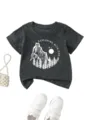 Kleinkind Baby Junge Mädchen Kurzarm T-Shirt Sommer Outdoor Berg Grafik Top Shirt - 90cm / Oberteile / Dunkelgrau