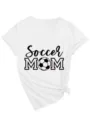 Γυναικείο Casual V-Neck Κοντό Μανίκι Soccer Mom Graphic T-Shirt Καλοκαιρινό Top! - S / Tops / Λευκό(3812)