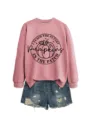 Gemütlicher rosa Langarm Pullover kombiniert mit modischen Destroyed Jeansshorts Damen. - S / Oberteil (5801) / Roségold