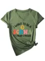 Damen V-Ausschnitt Kurzarm T-Shirt Sommer Freizeit lustiges Grafik Top bequeme - S / Oberteile / Olivgrün