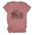 Strokleurige korte mouw t-shirt met chic boek illustratie print en inspirerende quote tekst. - S / Tops / Roségoud (Zwarte Letters Kleurenafbeelding)