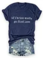 Γυναικείο casual κοντομάνικο βαμβακερό t-shirt με τύπωμα και τζιν σορτς λεπτομέρεια. - S / Tops / Μπλε Σκούρο