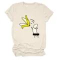 Funny banana print short sleeve t-shirt, casual summer round neck women's top apparel. - S / Tops / Sand