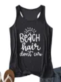 Mujer Verano Beach Hair Dont Care Impresion Letra Camiseta Sin Mangas Casual Top - S / Tops / Gris oscuro