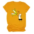 Casual women's funny banana print short sleeve t-shirt, comfortable round neck summer top. - S / Tops / Mustard Yellow