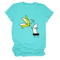 Funny banana peeling cartoon print women t-shirt summer casual short sleeve top tee - S / Tops / Light Gray