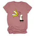 Γυναικείο T-shirt με αστείο τύπωμα μπανάνας κοντομάνικο casual καλοκαιρινό top νέο - S / Tops / Ροζ χρυσό