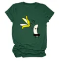 Γυναικείο κοντομάνικο t-shirt με αστείο τύπωμα μπανάνας cartoon, πράσινο καλοκαιρινό top - L / Tops / Μπορντό