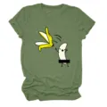 Πράσινο αστείο γυναικείο t-shirt με στάμπες μπανάνας καλοκαιρινό κοντομάνικο top - S / Tops / Πορτοκαλί