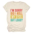 T-shirt femme décontracté à col rond et manches courtes avec imprimé citation, beige. - S / Hauts / Sable