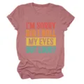 T-shirt femme décontracté à manches courtes et col rond avec imprimé amusant. - S / Hauts / Or rose