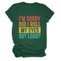 T-shirt à manches courtes vert foncé pour femme avec impression de texte drôle. - S / Hauts / Bordeaux