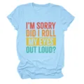 T-shirt à manches courtes bleu clair avec impression drôle, haut décontracté pour femme. - S / Hauts / Bleu clair