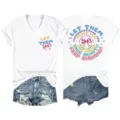T-shirt casual bianca con scollo a V e maniche corte e stampa grafica stimolante sul retro. - Taglia S / Top / Bianco