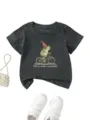 Dunkelgraues Kleinkind Kurzarm T-Shirt Detail, niedlicher Frosch-Druck und cooler Spruch. - Oberteile / Dunkelgrau / 90cm