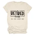 Casual women's short sleeve t-shirt featuring retired mode graphic print in soft beige fabric. - S / Tops / Sand