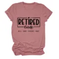 Women casual short sleeve crewneck t-shirt retired mode graphic top comfortable apparel - S / Tops / Rose Gold (Black Font)