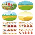 Kürbisförmige Ernte Karten und DIY Aufkleber Set für Herbst Thanksgiving Party Dekoration. - Herbst Kürbis Szene Aufkleber Set (12 Aufkleber + 12 Kürbis Hintergründe)