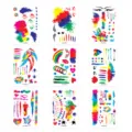 Pegatinas de tatuaje temporal de arco iris impermeables coloridas para fiestas 9pcs - Juego de Graffiti HFT (9 Hojas)