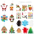 Set de adornos colgantes de Navidad DIY para niños con tiernos personajes de dibujos y pegatinas. - Navidad DIY Tarjeta Pegatina Kit