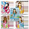 Conjunto de pegatinas de sirena de dibujos animados para niños fiesta princesa decoración - SY Set de Sirena / Juego de 25 Hojas