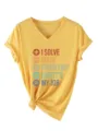 Damen gelbes V-Ausschnitt Kurzarm T-Shirt mit lustigem Mathe Spruch und modischem Knoten. - S / Oberteil (3812) / Gelb